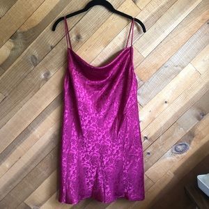 Maroon satin cowl neck mini dress
